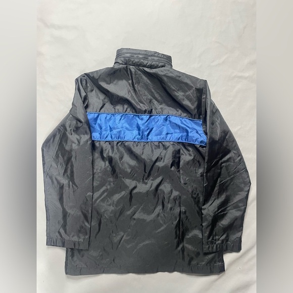 Vtg Polo Jeans Ralph Lauren Packable Hood Track Jacket Men Small Zip Black Blue - Picture 2 of 8